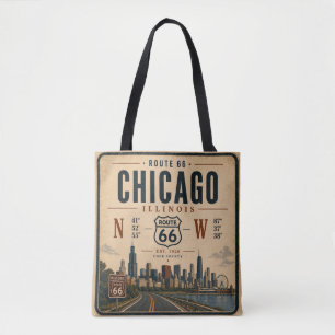 Bolsa Tote Coordenadas da Rota 66 de Chicago Mercado