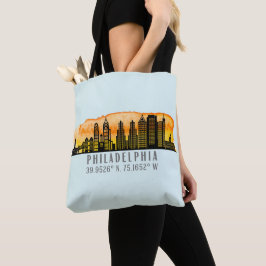 Bolsa Tote Coordenadas de Mapa do Skyline da Filadélfia