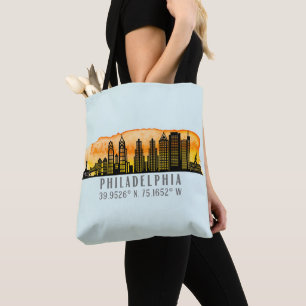 Bolsa Tote Coordenadas de Mapa do Skyline da Filadélfia