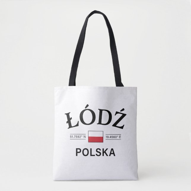 Bolsa Tote Coordenadas Polonesas Lodz Polska (Polônia) (Frente)