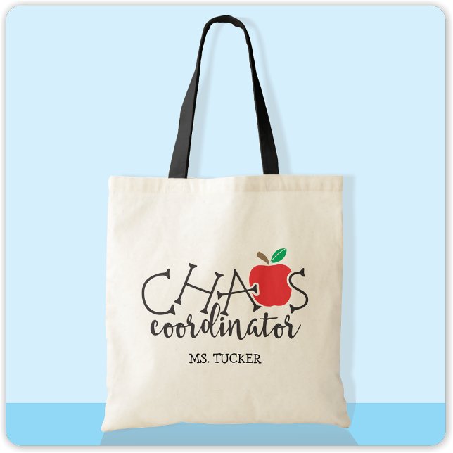 Bolsa Tote Coordenador do Caos Professora Maçã Fofa (Criador carregado)
