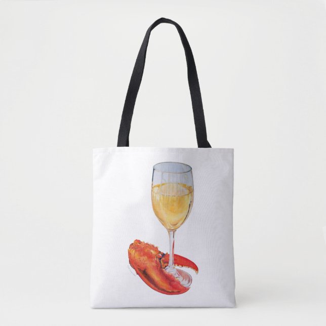 Bolsa Tote Copo de Vinho e Pinça de Lagosta (Frente)