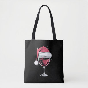 Bolsa Tote Copo de Vinho Tinto Natal Natalino Divertido