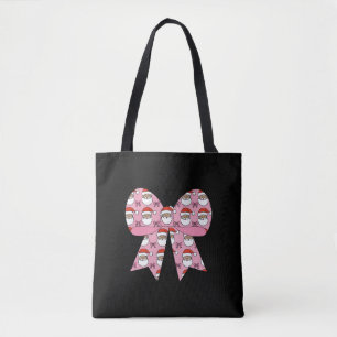Bolsa Tote Coquette Natal Arco Rosa Papai Noel Vintage Retro