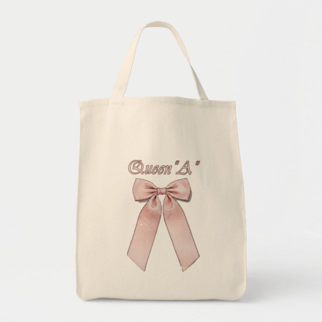 Bolsa Tote Coquette Queen" Vibe pink bows with Queen A (Frente)