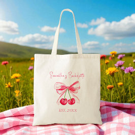Bolsa Tote Coquette Rosa Laço Cereja Festa de Despedida de So