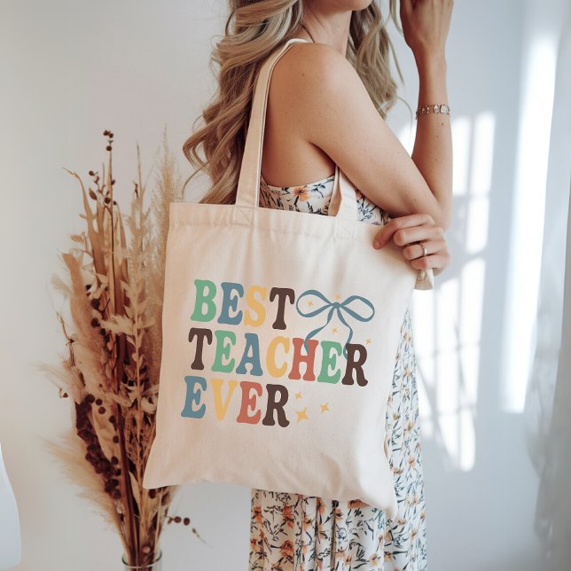 Bolsa Tote Coquette Teacher Bag, Melhor Professora Retrorista (best teacher ever tote, retro teacher bag, teacher appreciation gift, teacher birthday gift,)