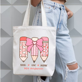 Bolsa Tote Coquette Teacher Valentine Pencils Custom