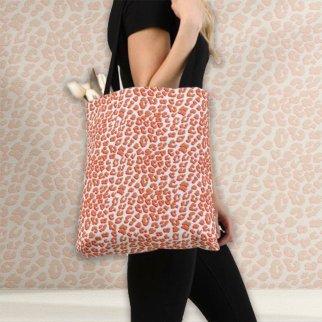 Bolsa Tote Cor âmbar e Impressão Leopardo Branco (Amber Color Leopard Print Tote Bag
)