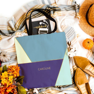 Bolsa Tote Cor Azul Colorido Artístico Fofo Padrão