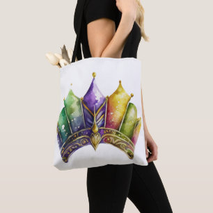 BOLSA TOTE COR DA ÁGUA COLORIDA MARDI GRAS CROWN
