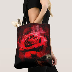 Bolsa Tote Cor da água da flor da rosa vermelha - bb
