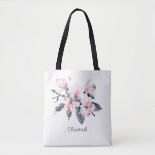 Bolsa Tote Cor d'água da Classe das Flores Rosa e Cinzas