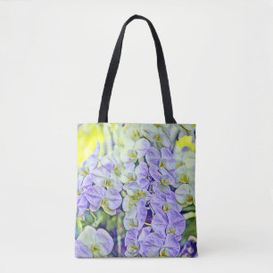 Bolsa Tote Cor d'água das orquídeas roxas brancas