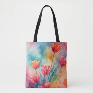 Bolsa Tote Cor d'água das tulipas vibrantes