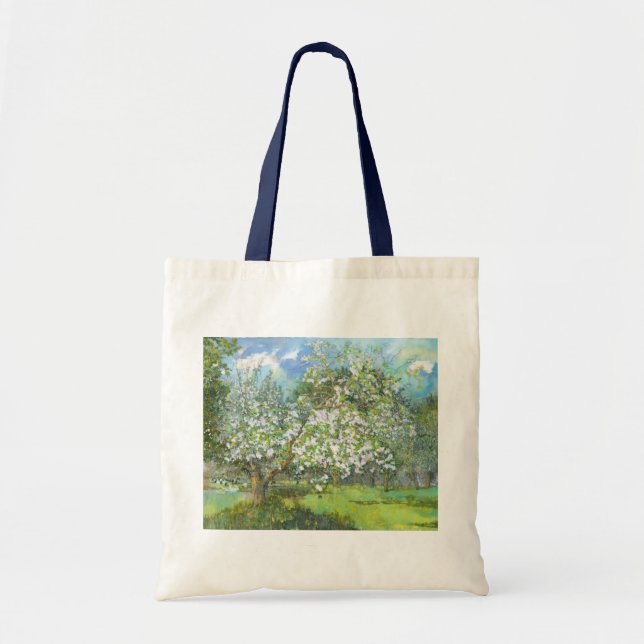 Bolsa Tote Cor d'água de pintura de jardim florescente (Frente)