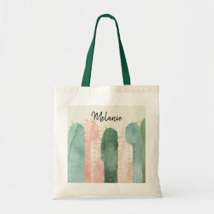 Bolsa Tote Cor d'água do cacto rosa e verde