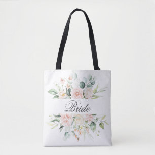 Bolsa Tote Cor d'água do Script Floral de Brilho Rosa Elegan