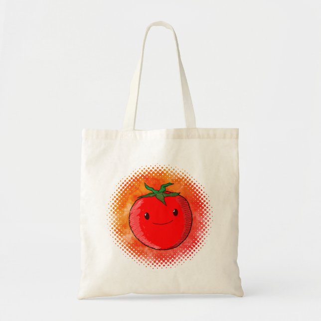 Bolsa Tote Cor d'água do Tomate de Cartoon Bonito (Frente)