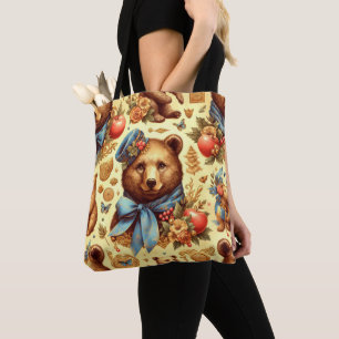 Bolsa Tote Cor d'água do Urso da Vintagem Cura