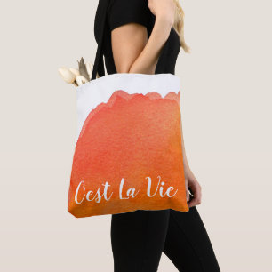 Bolsa Tote Cor d'água laranja C'est La Vie Quote francês