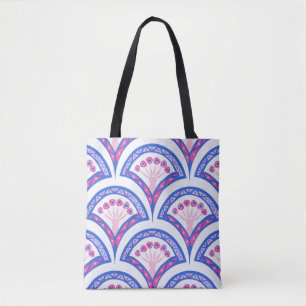 Bolsa Tote cor damasco floral azul