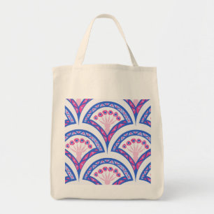 Bolsa Tote cor damasco floral azul