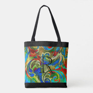 Bolsa Tote Cor damasco muito colorida com monograma