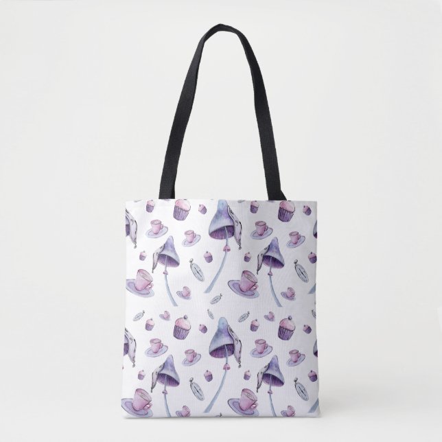 Bolsa Tote Cor-de-água azul e rosa-do-chá (Frente)