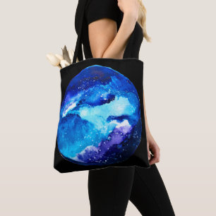 Bolsa Tote Cor-de-água da galáxia nebulosa do planeta azul