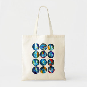 Bolsa Tote Cor-de-água da galáxia nebulosa do planeta azul