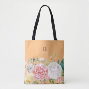 Bolsa Tote Cor de água doce, cor de água, monograma floral la