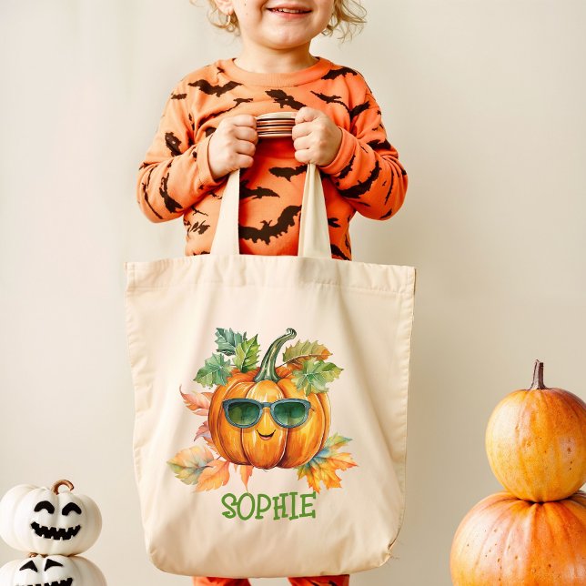 Bolsa Tote Cor de Água - Laranja Pumpkin Doces Halloween (Criador carregado)