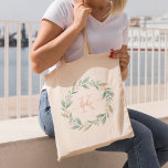 Bolsa Tote Cor-de-água Rosa, Vermelhidão Floral Monograma<br><div class="desc">Design com Monograma,  cor-de-água,  cor-de-rosa.</div>