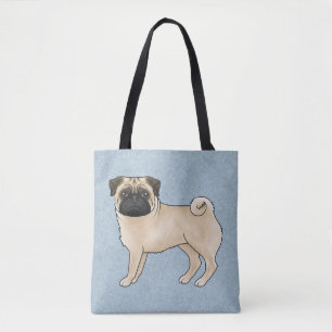 Bolsa Tote Cor de Fauno Pug Fofo Desenho Animado Raça de Cach