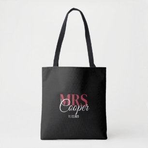 Bolsa Tote Cor de marfim vermelha do nome da noiva de Na moda
