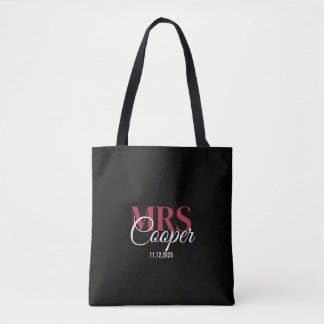 Bolsa Tote Cor de marfim vermelha do nome da noiva de Na moda