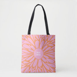 Bolsa Tote Cor de rosa alaranjado pastel de rajada floral da 