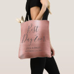 Bolsa Tote Cor-de-rosa-azul Dourado do melhor dia de sempre<br><div class="desc">O melhor dia de todos os casamentos, o moderno metálico escovado metálico, com Rosa de metal Dourado, cor-de-rosa, que são perfeitos para um Chá de panela Dourado ou cor-de-rosa brilhante ou um casamento ou Rosa cor-de-rosa. Esta bolsa de festa é perfeita para um presente de Chá de panela. Se você...</div>