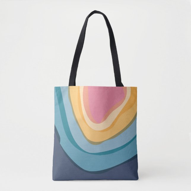 Bolsa Tote cor-de-rosa azul moderna (Frente)