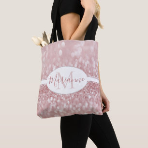 Bolsa Tote Cor-de-rosa-brilho Personalizar a barra de ferrame