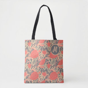 Bolsa Tote Cor-de-rosa-coral e tartaruga-do-mar-Cinza