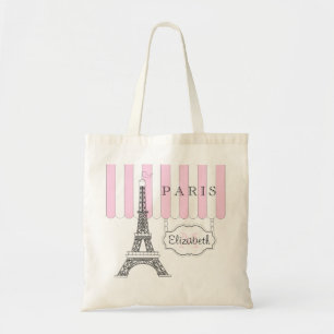 Bolsa Tote Cor de Rosa Paris Branca Torre Eiffel Monograma