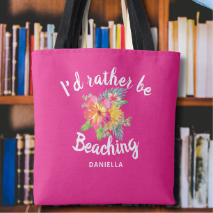 Bolsa Tote Cor-de-rosa personalizada "Preferencialmente Beach
