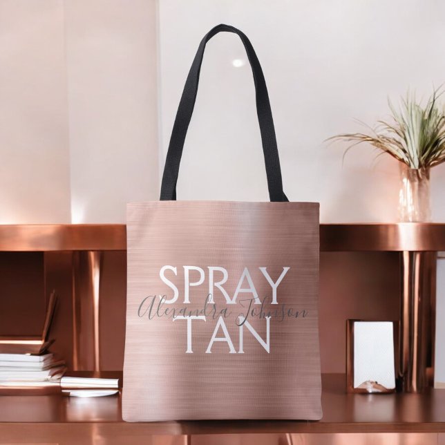 Bolsa Tote Cor-de-rosa-pincelado - Rosa Gold Foil Spray Tan S (Criador carregado)