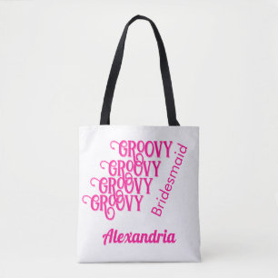 Bolsa Tote Cor-de-rosa-quente do nome personalizado do Brides