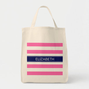 Bolsa Tote Cor-de-rosa quente nº 2 Whiz Stripe Nome do Marin