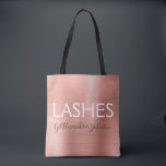 Bolsa Tote Cor-de-rosa-reluzente - Rosa Gold Foil Eyelashes S<br><div class="desc">Cor-de-rosa-azul - Extensão Eyelash de folha Rosa dourada - As barras fornecem promocional. O nome do contato profissional e a profissão podem ser alterados para serem usados em qualquer tipo de negócio. Entre em contato com o designer para obter itens adicionais correspondentes.</div>