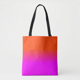 Bolsa Tote Cor de sombreado de cor laranja neon e cor rosa qu