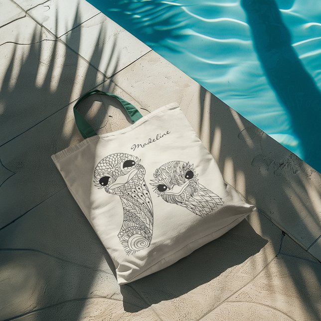 Bolsa Tote Cor do Adulto Dois Cabeças de avestruz Monograma d (Criador carregado)